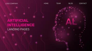 technology landing page concept, artificial intelligence vector