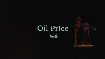 Oil Price Trends inscription on abstract fire flames background. Graphic presentation of oil and gas rig platform symbol. Oil and Gas concept video