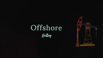 Offshore Drilling inscription on abstract fire flames background. Graphic presentation of offshore drilling oil platform symbol. Oil and Gas concept video