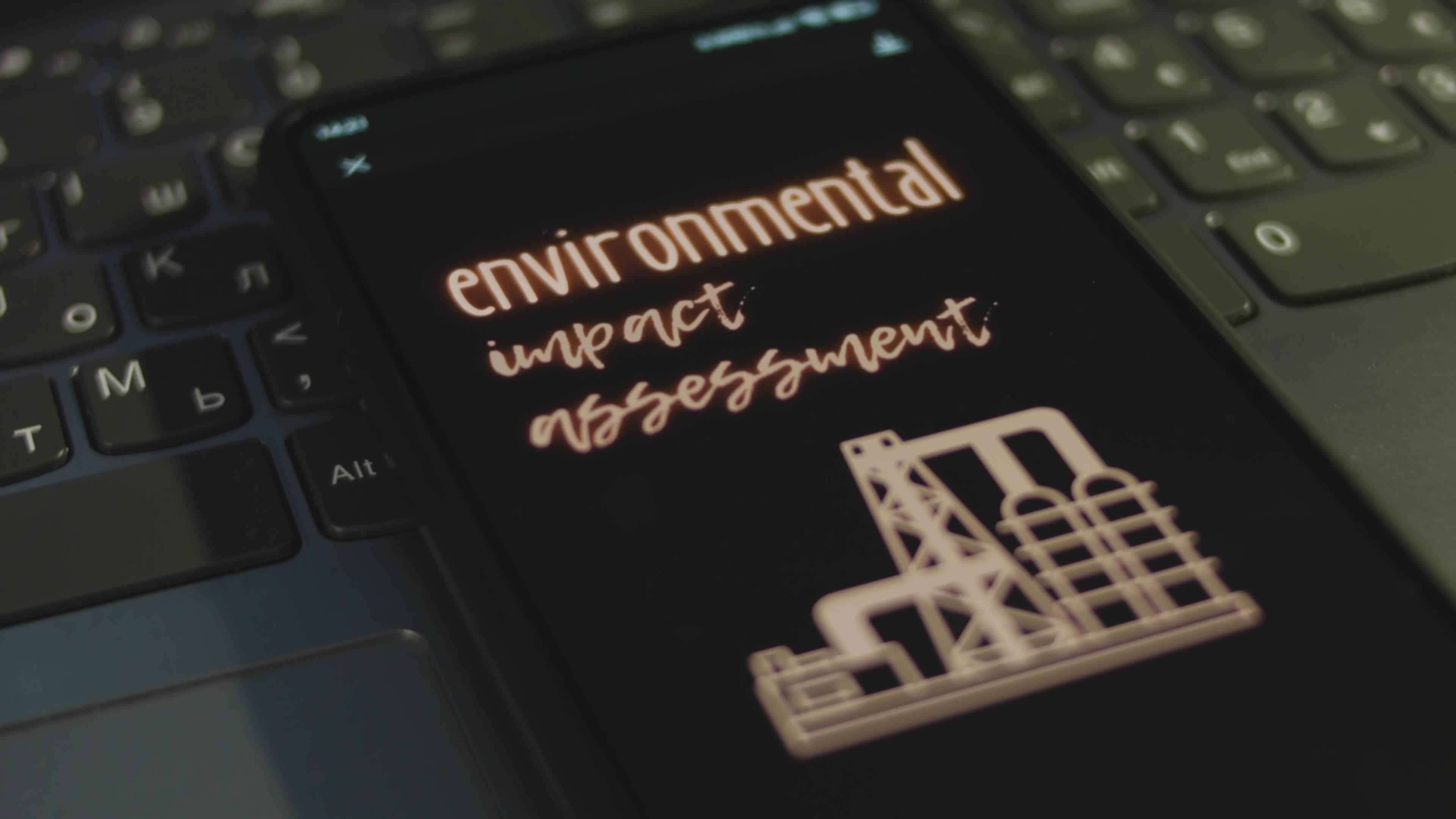 Environmental Impact Assessment inscription on smartphone screen with