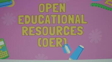 Time to Open educational resources inscription on changing color background. Education concept. Blurred video