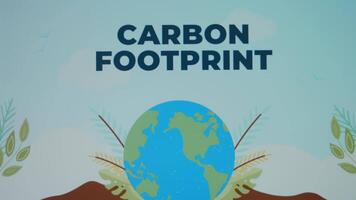 Carbon Footprint inscription with waves effect. Graphic presentation of rotating Planet Earth. Environment concept video
