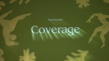 Pharmaceutical Coverage inscription on green background. Illustrations of humans doing exercises to keep a healthy lifestyle. Healthcare and Medical Insurance concept video