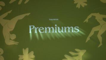 Insurance Premiums inscription on green background. Illustrations of humans doing exercises to keep a healthy lifestyle. Healthcare and Medical Insurance concept video