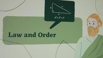 legal Beratung Inschrift auf Grün Hintergrund. Grafik Präsentation mit ein Illustration von ein Philosoph. legal Konzept video