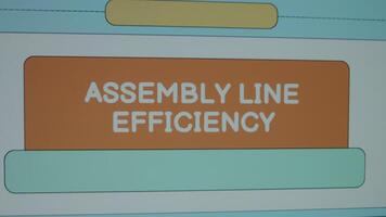 Assembly Line Efficiency inscription on page divided into colored spaces background. Graphic presentation. Manufacturing concept video