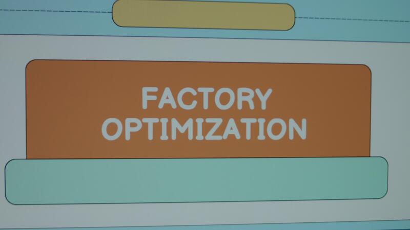 Factory Optimization inscription on page divided into spaces background ...