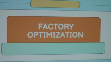 Factory Optimization inscription on page divided into spaces background. Graphic presentation. Manufacturing concept video