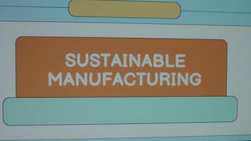 Sustainable Manufacturing inscription on page divided into empty spaces background. Graphic presentation. Manufacturing concept video