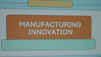 Manufacturing Innovation inscription on page divided into empty spaces background. Graphic presentation. Manufacturing concept video