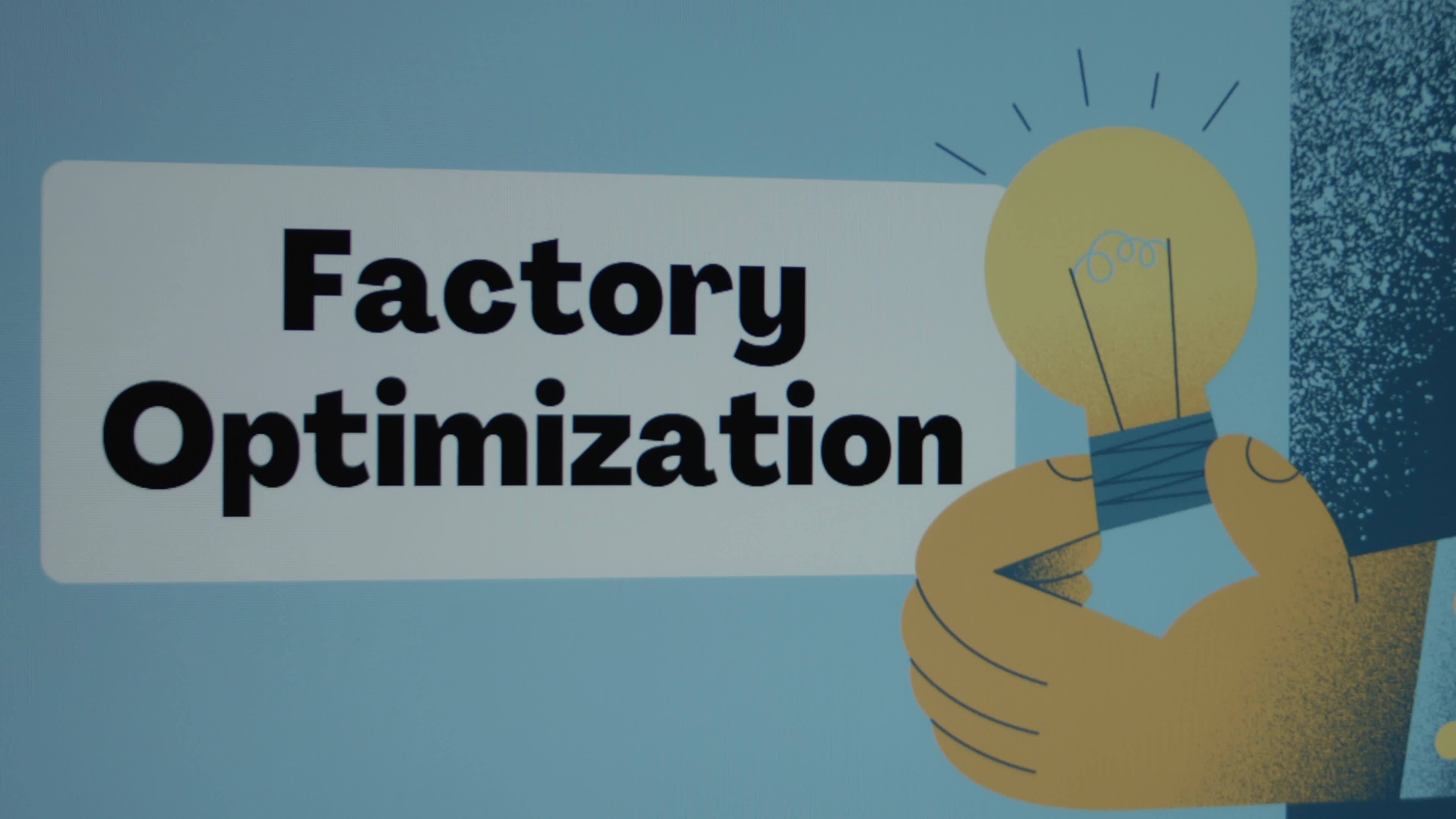 Factory Optimization inscription in frame on blue background. Graphic ...