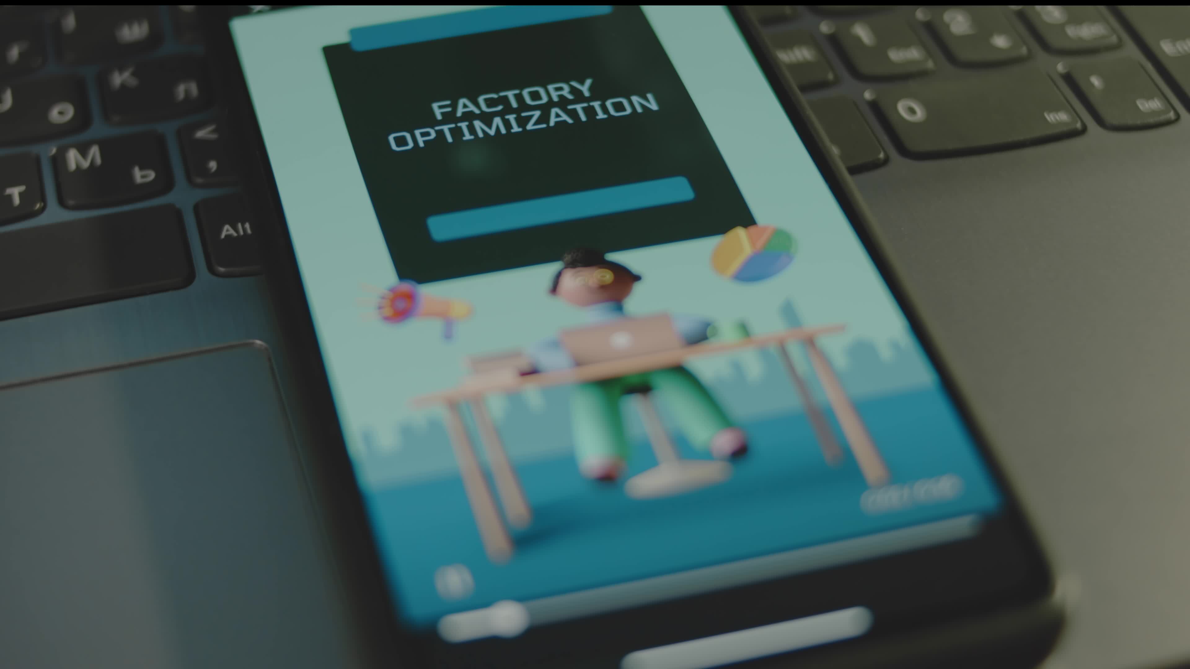 Factory Optimization inscription on smartphone screen. Graphic ...