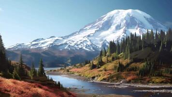 AI Generated Mazama Ridge Mount Rainier National Park. Generated by AI. Slideshow video