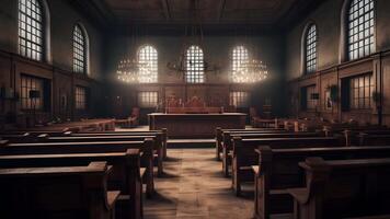 AI Generated Palace of Justice in Nuremberg. Nuremberg trials. Generated by AI. Slideshow video