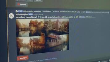 ai genererad generation bearbeta av konstnärlig innehåll förbi ai på dator skärm. artificiell intelligens begrepp. video
