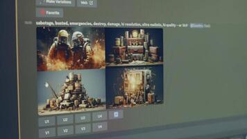 ai genererad generation bearbeta av konstnärlig innehåll förbi ai på dator skärm. artificiell intelligens begrepp. video