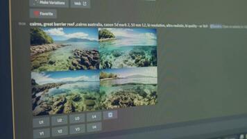 ai genererad generation bearbeta av konstnärlig innehåll förbi ai på dator skärm. artificiell intelligens begrepp. video