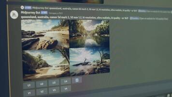 ai genererad generation bearbeta av konstnärlig innehåll förbi ai på dator skärm. artificiell intelligens begrepp. video