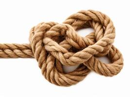 AI generated Knot and rope isolated on white, Tangle mess, Problem and complicated concept. photo