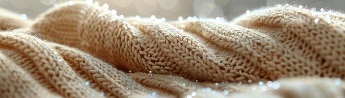 AI Generated Knitted wool texture in close-up photo