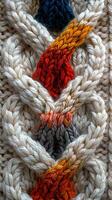 AI Generated Knitted wool texture in close-up photo