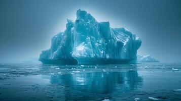 ai generado icebergs flotante en un glacial laguna foto