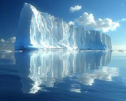 ai generado icebergs flotante en un glacial laguna foto