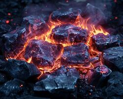 AI Generated Glowing embers in a campfire photo