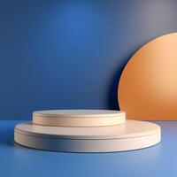 AI generated elegant background with a pedestal and a showcase. 3d illustration photo