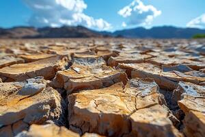 AI Generated Cracked dry earth texture in desert photo