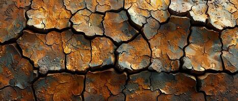 AI Generated Cracked dry earth texture in desert photo