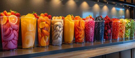 AI Generated Smoothie Bar Blends Wellness in Business of Nutritious Refreshments photo