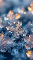 ai generado de cerca de hielo cristales formando en un superficie foto