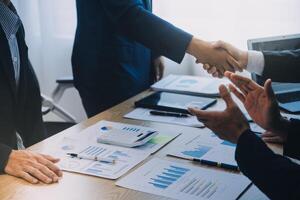 business background.handshake business men in the business center photo