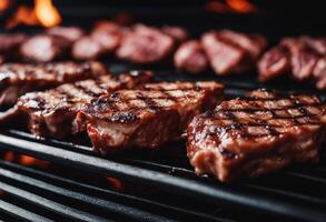 AI generated Grilled Fresh meat  juicy food photography photo