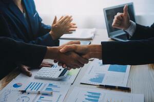 business background.handshake business men in the business center photo