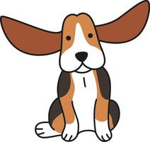 Cute Basset Hound dog Vector Illustration