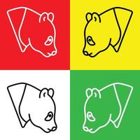 Panda Vector Icon, Lineal style icon, from Animal Head icons collection, isolated on Red, Yellow, White and Green Background.