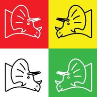 Triceratops Vector Icon, Lineal style icon, from Animal Head icons collection, isolated on Red, Yellow, White and Green Background.