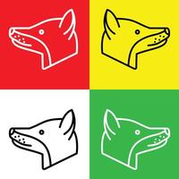 Fox Vector Icon, Lineal style icon, from Animal Head icons collection, isolated on Red, Yellow, White and Green Background.