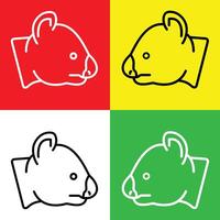 Koala Vector Icon, Lineal style icon, from Animal Head icons collection, isolated on Red, Yellow, White and Green Background.