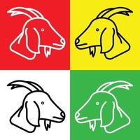 Goat Vector Icon, Lineal style icon, from Animal Head icons collection, isolated on Red, Yellow, White and Green Background.