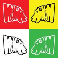 Hippopotamus Vector Icon, Lineal style icon, from Animal Head icons collection, isolated on Red, Yellow, White and Green Background.