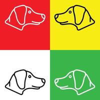 perro vector icono, lineal estilo icono, desde animal cabeza íconos recopilación, aislado en rojo, amarillo, blanco y verde antecedentes.