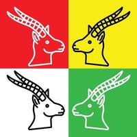 Gazelle Vector Icon, Lineal style icon, from Animal Head icons collection, isolated on Red, Yellow, White and Green Background.