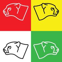 leopardo vector icono, lineal estilo icono, desde animal cabeza íconos recopilación, aislado en rojo, amarillo, blanco y verde antecedentes.