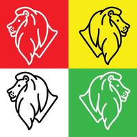 Lion Vector Icon, Lineal style icon, from Animal Head icons collection, isolated on Red, Yellow, White and Green Background.