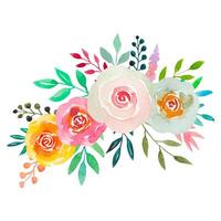 Watercolour Flower Bouquets Yellow Pink Roses Spring Arrangement Isolated On White vector