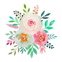 Watercolour Flower Bouquets Yellow Pink Roses Spring Arrangement Isolated On White vector