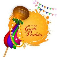 decorativo contento gudi Padwa indio festival elegante antecedentes vector